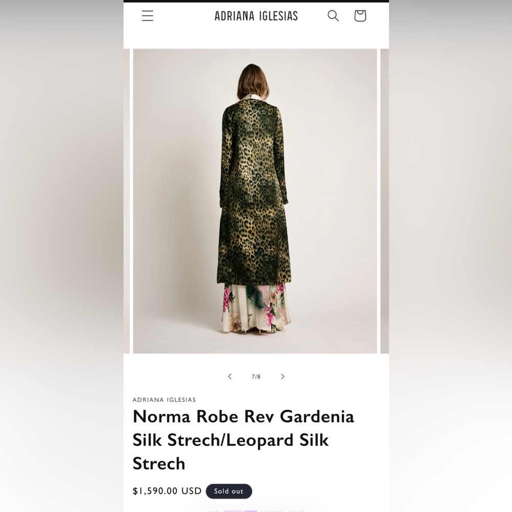 94% Silk Gardenia Robe by Adriana Iglesias - Picture 5 of 15